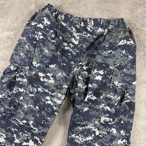 US Navy Working Pants Mens 29x26 Blue Digital Camo Cargo Elastic Waist (Hemmed)